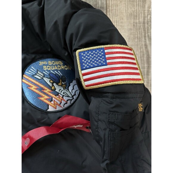 NWT Alpha Industries NASA 2nd Bomb Squadron 59 FTR Black Bomber Jacket Large - Picture 4 of 8